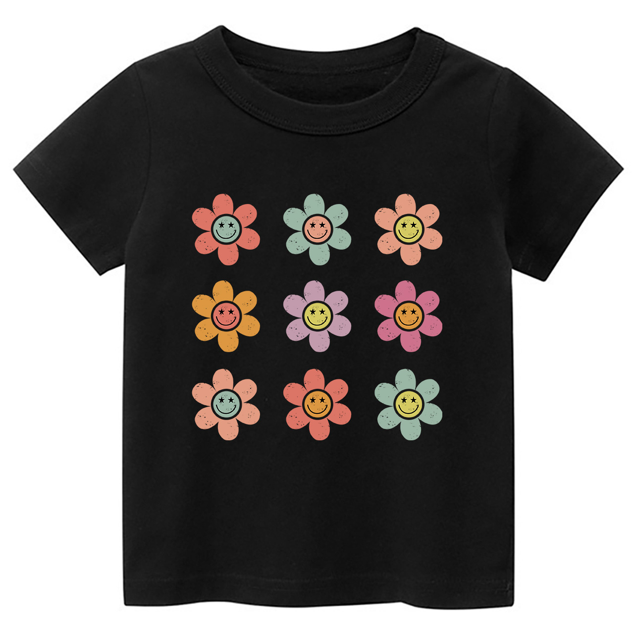 Happy Face Flowers Summer Kids T-Shirts