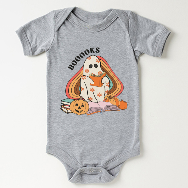 Retro Books Ghost Halloween Baby Bodysuit