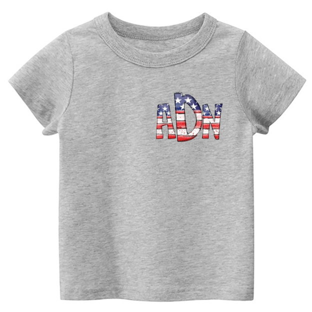 Personalized Fish American Flag Toddler Tees