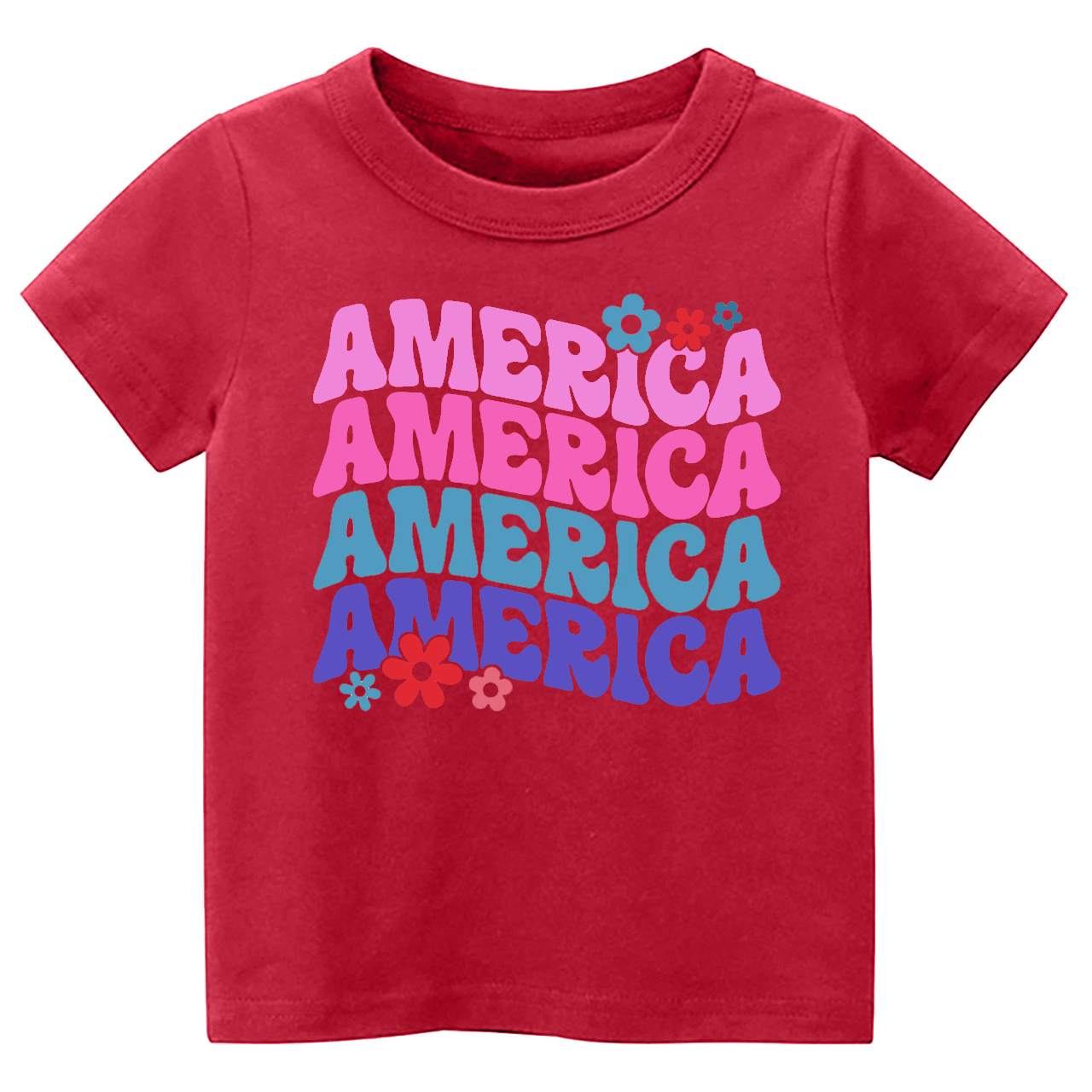 America Flower Independence Day Kids Shirt