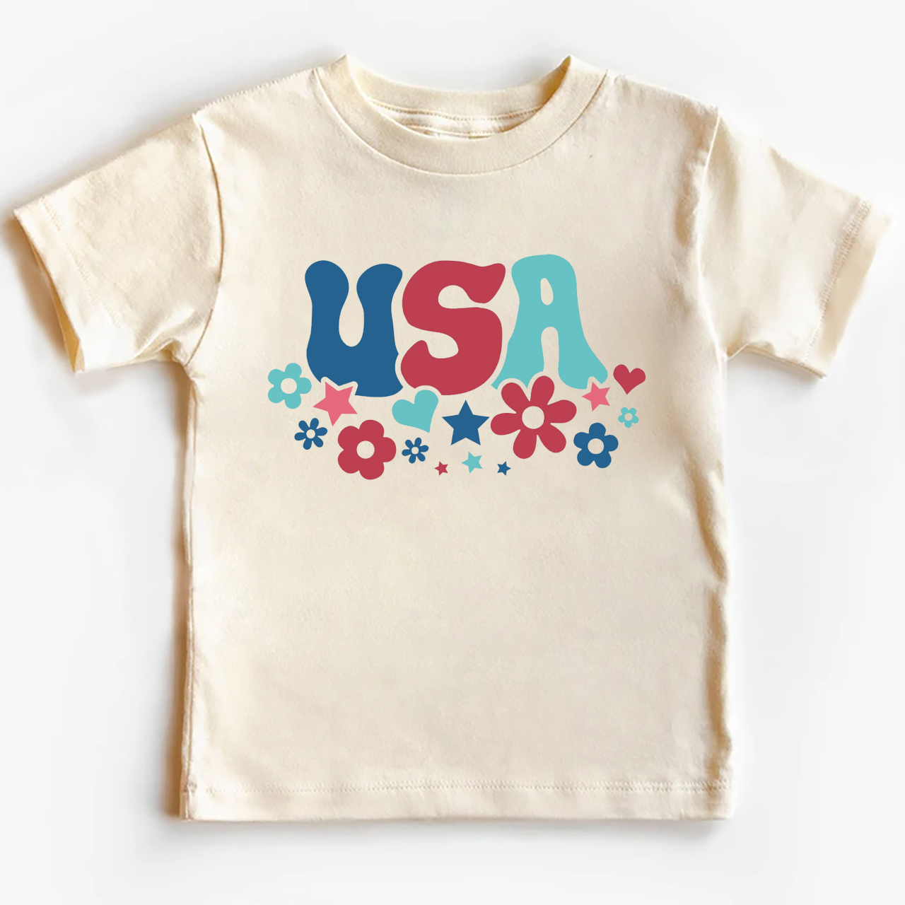 Cute USA Flower Independence Day Toddler Tee
