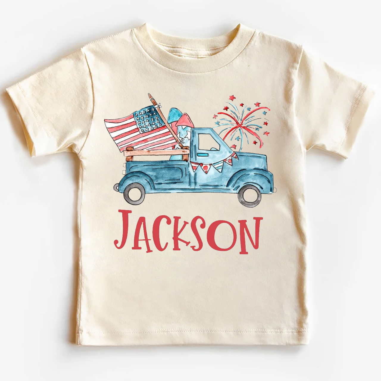 Personalized Patriotic Truck Fourth Of July Kids Shirt