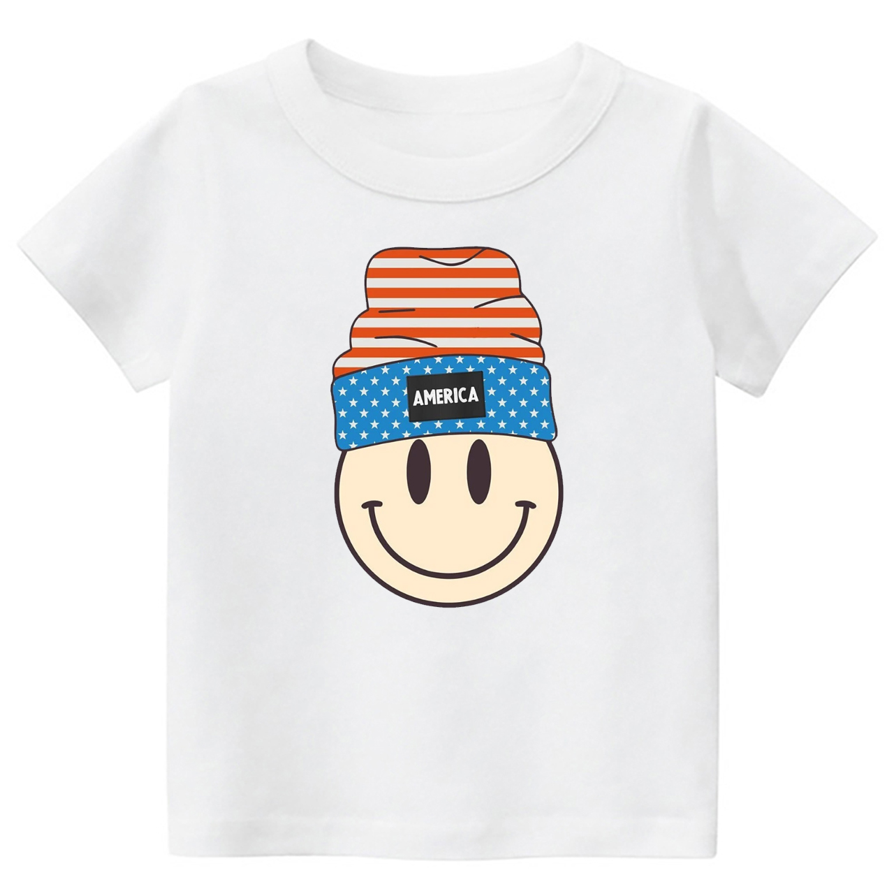 America Beanie Smiley Face Toddler Shirt