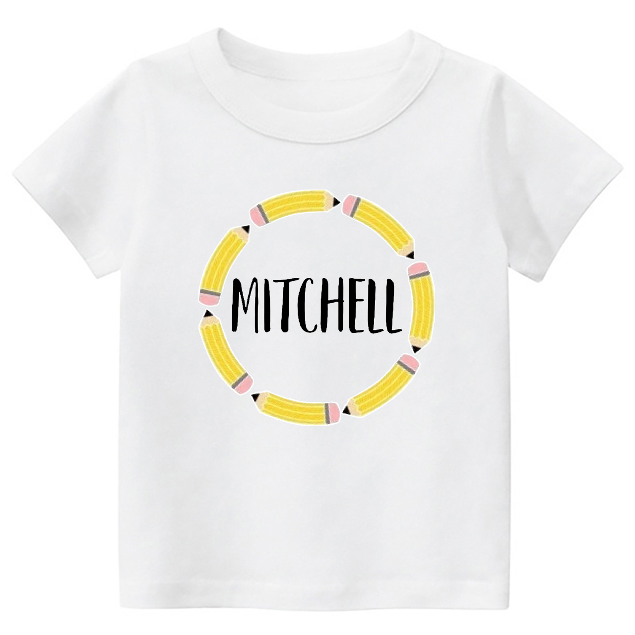 Personalized Pencil Circle School Retro Kids Shirts
