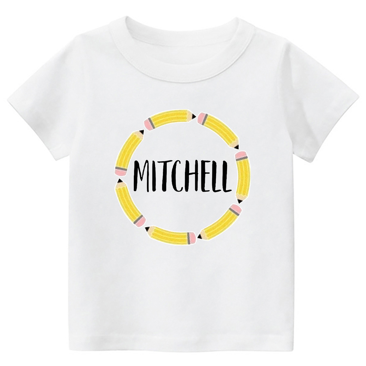 Personalized Pencil Circle School Retro Kids Shirts