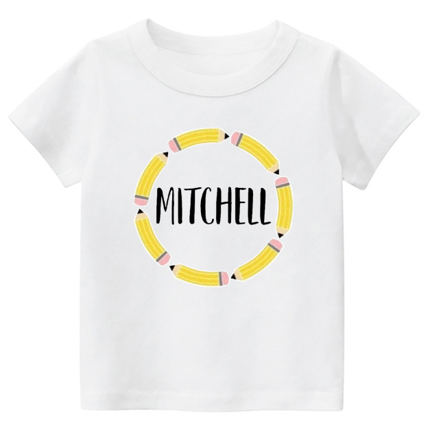 Personalized Pencil Circle School Retro Kids Shirts