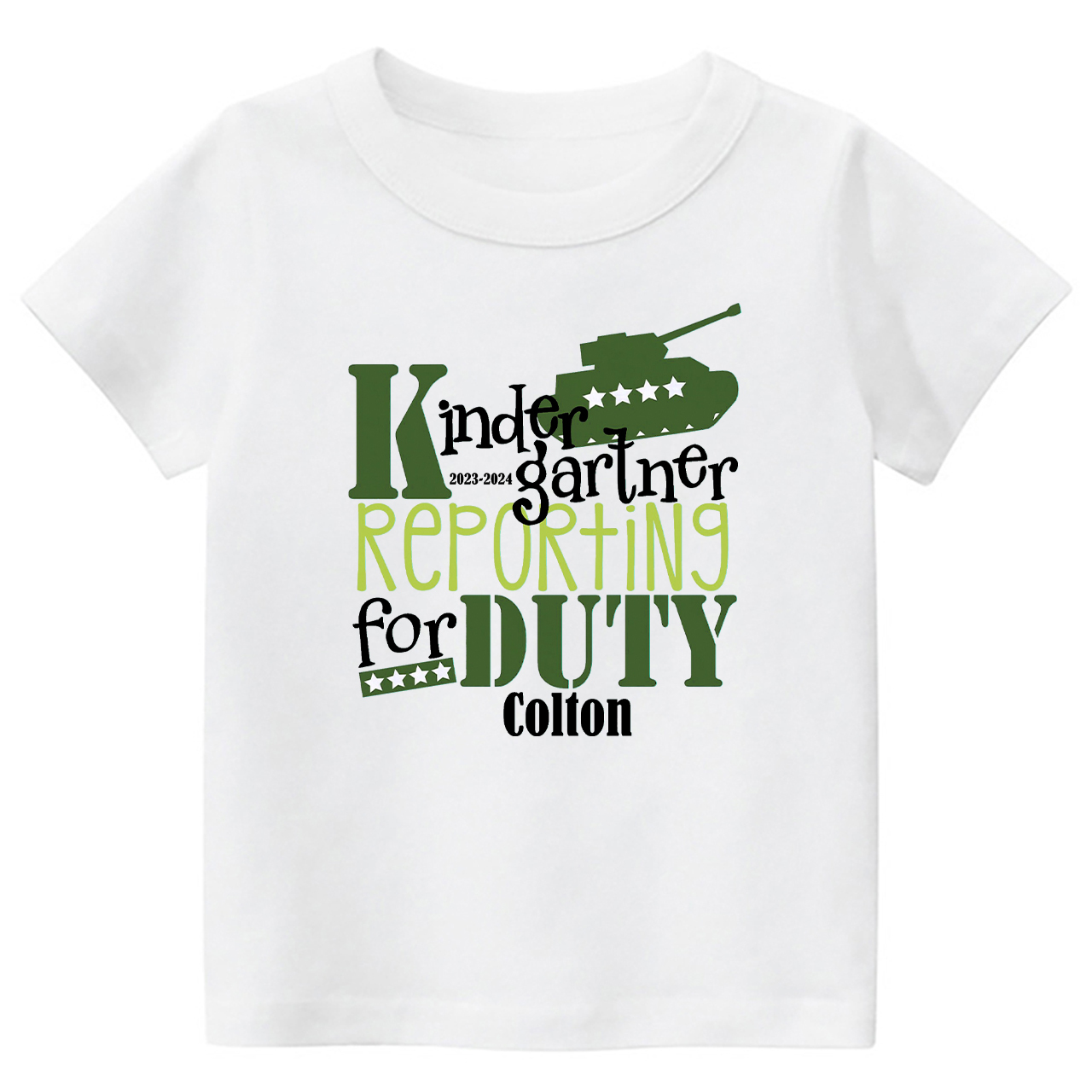 Personalized Kindergarten Reporting For Duty School Kids Shirts