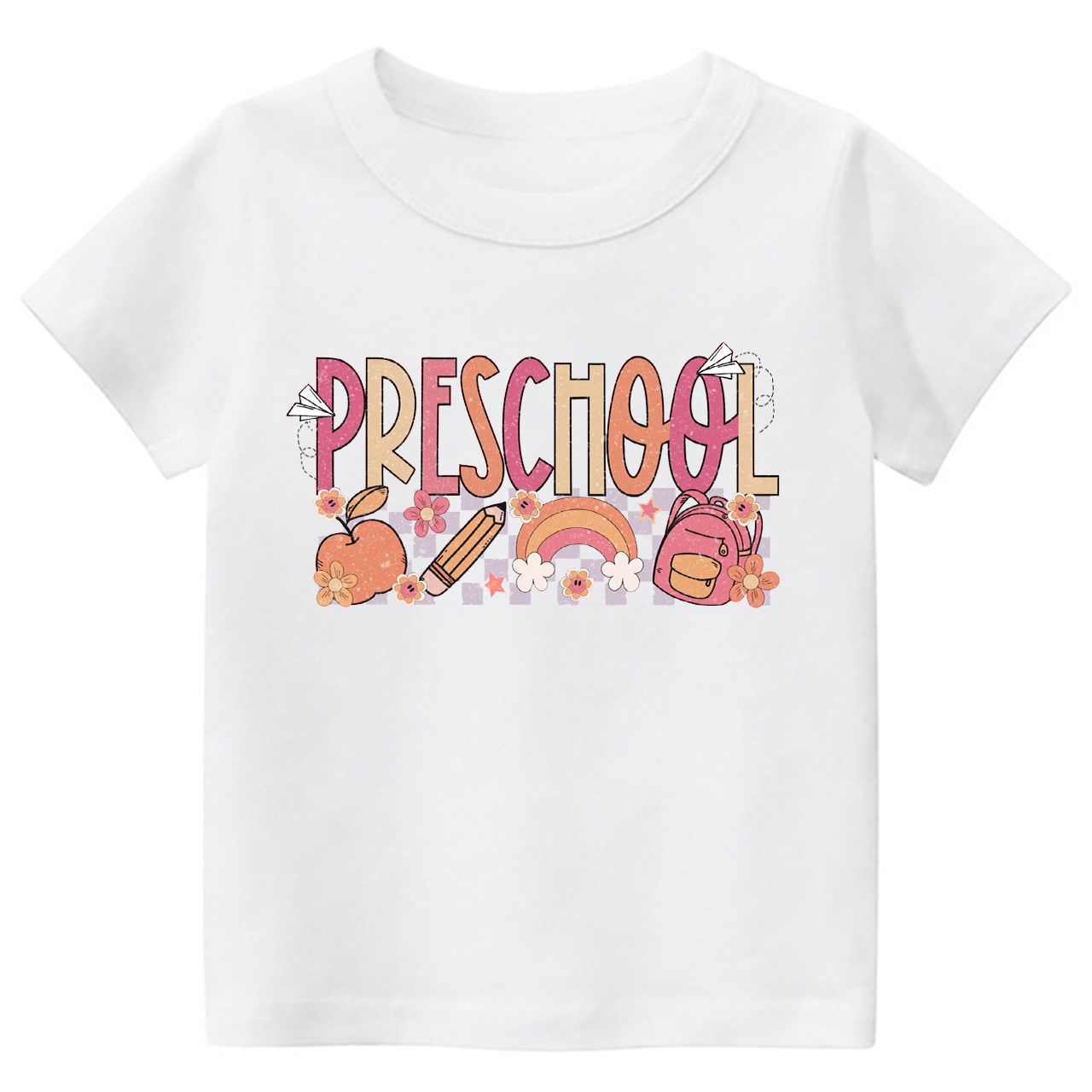 Preschool Apple Pencil Rainbow School Bag Kids Shirt