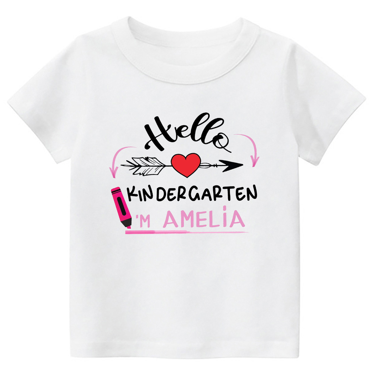 Personalized Name Hello Kindergarten School Kids T-shirts