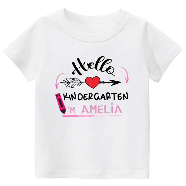 Personalized Name Hello Kindergarten School Kids T-shirts