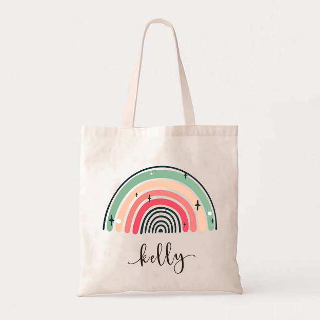 Personalized Colorful Kids Name School Tote Bag
