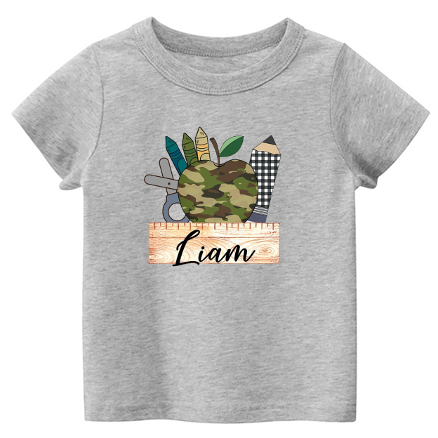 Personalized Camo Apple Plaid Pencil Tees