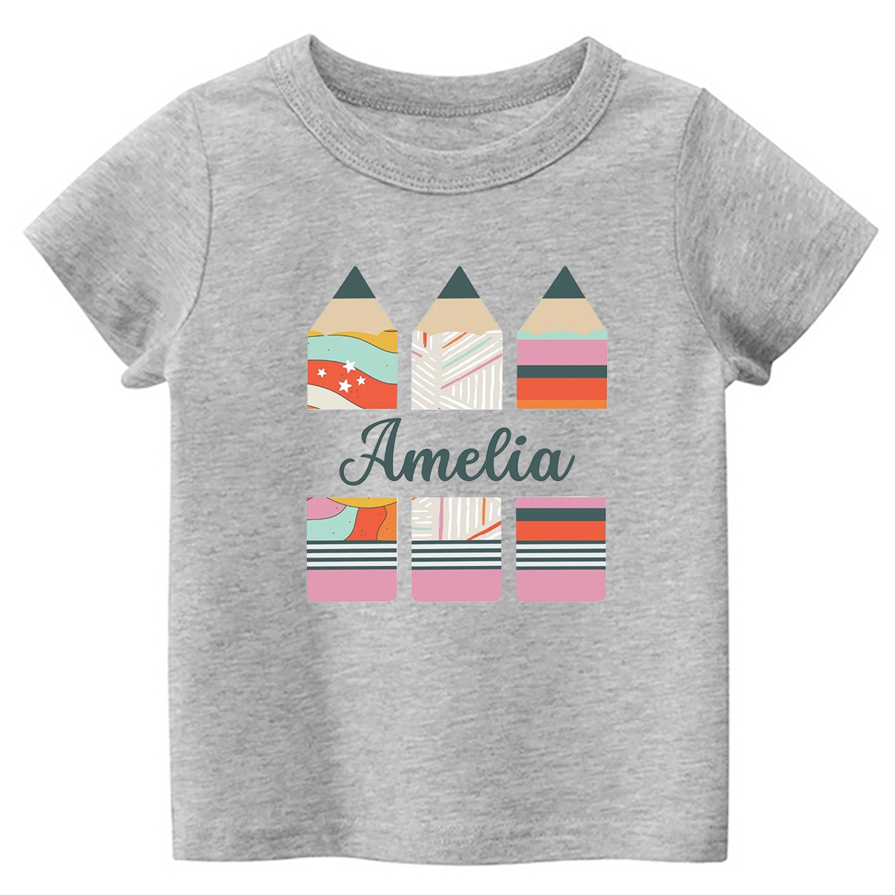 Personalized Geometric Retro Pencil Kids Shirts