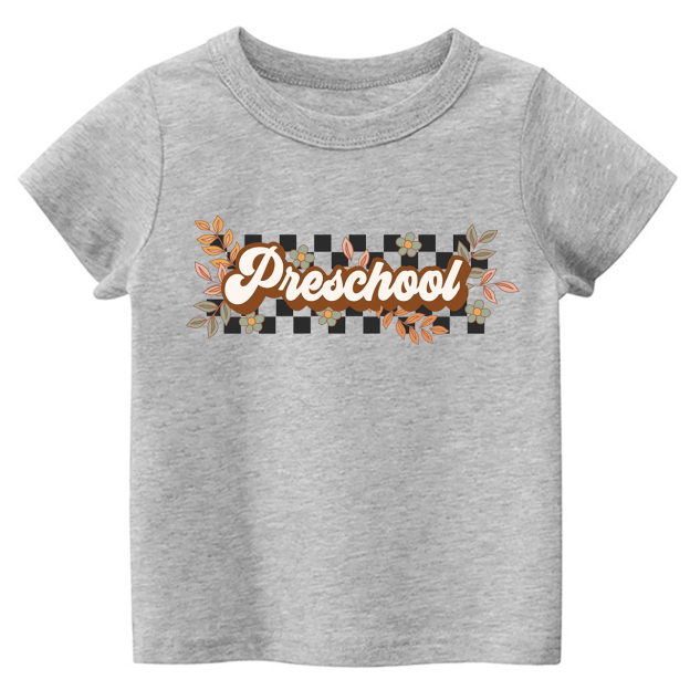 Natural Retro Floral Pre School T-shirt