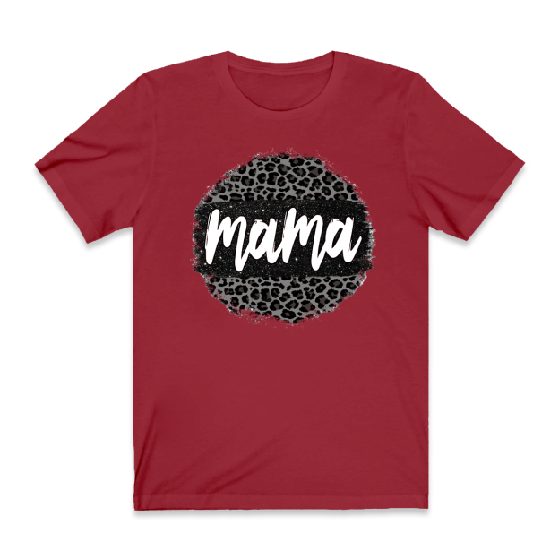 Black Leopard Mama Circle Retro T-Shirt