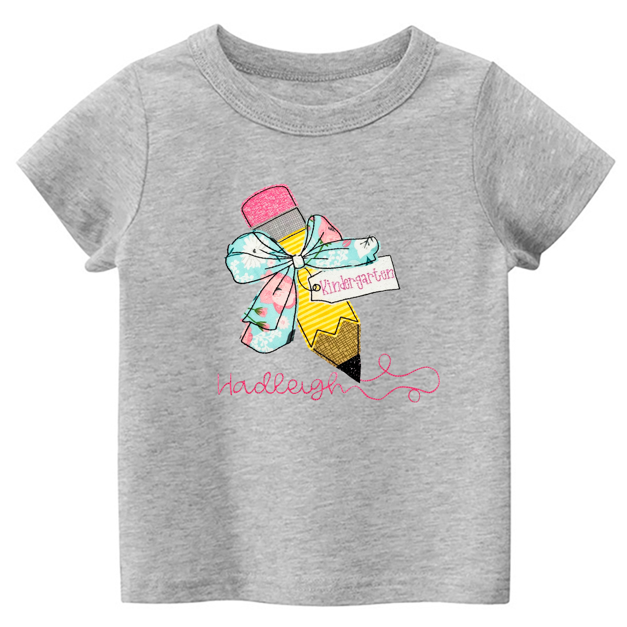 Personalized Pencil And Bow Back To School Shirt For Kids