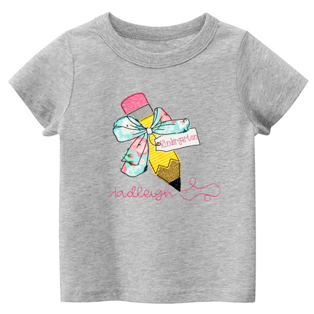 Personalized Pencil And Bow Back To School Shirt For Kids