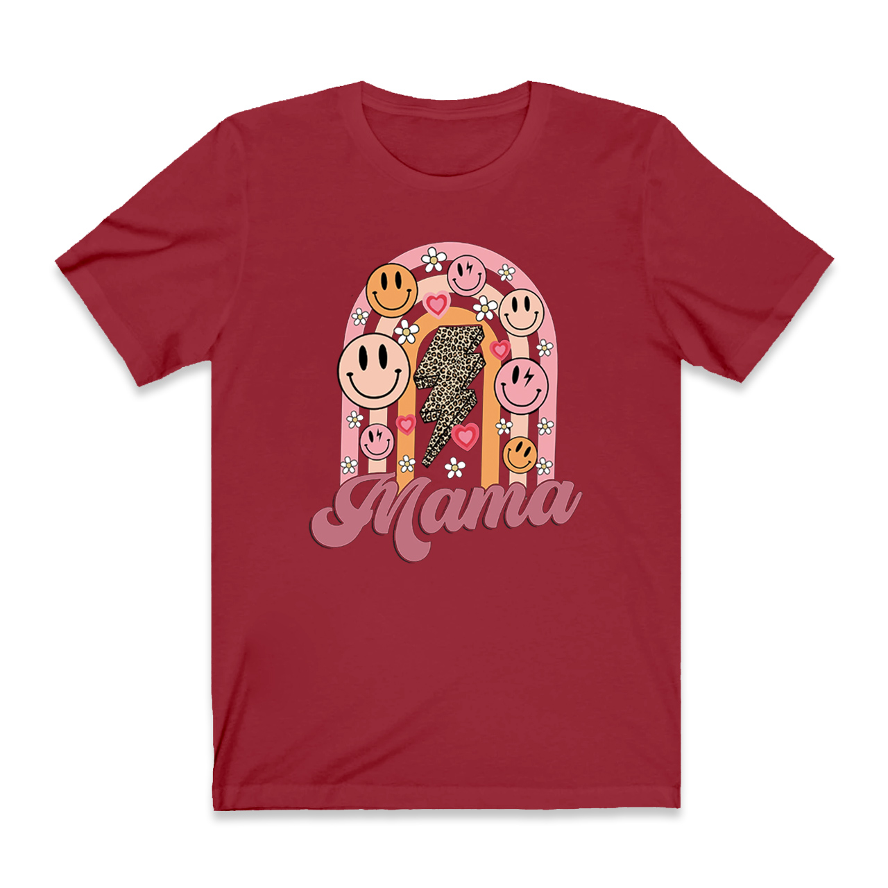 Retro Floral Heart Smiley Face Mama Tees