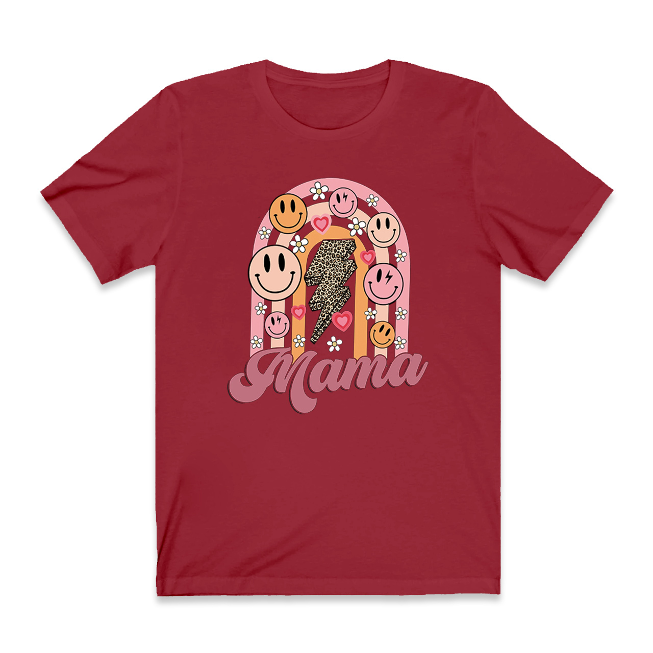 Retro Floral Heart Smiley Face Mama Tees