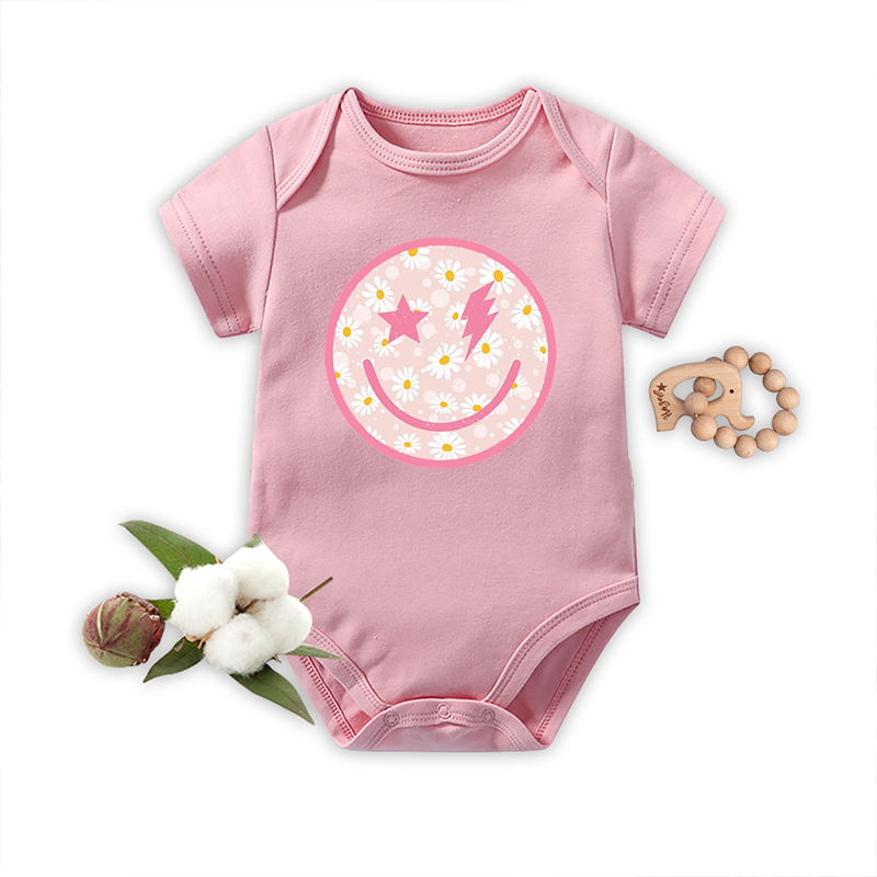 Smiley Face Daisy Graphic Bodysuit For Baby