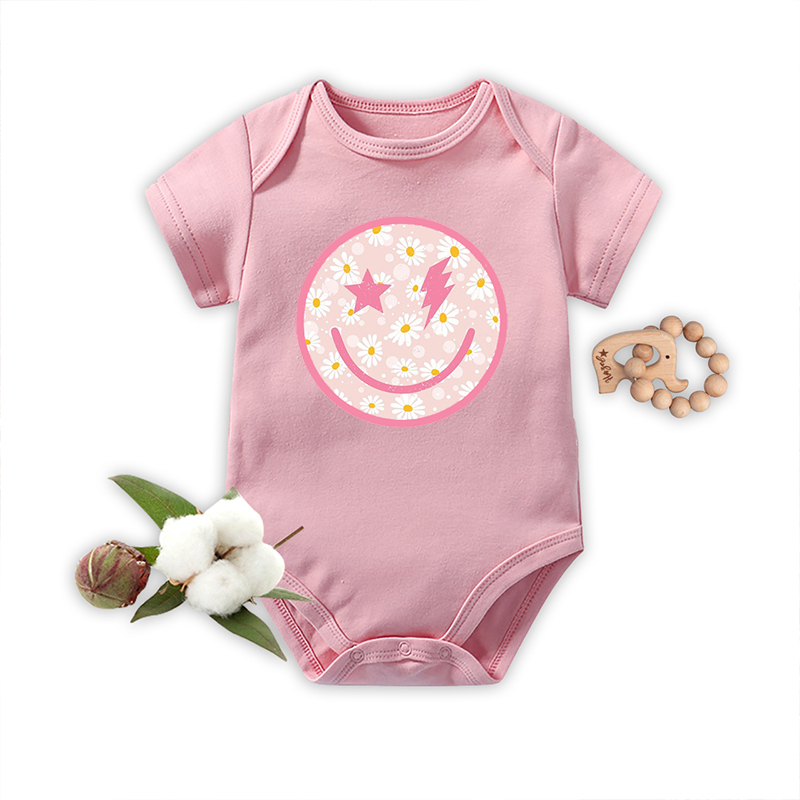 Smiley Face Daisy Graphic Bodysuit For Baby