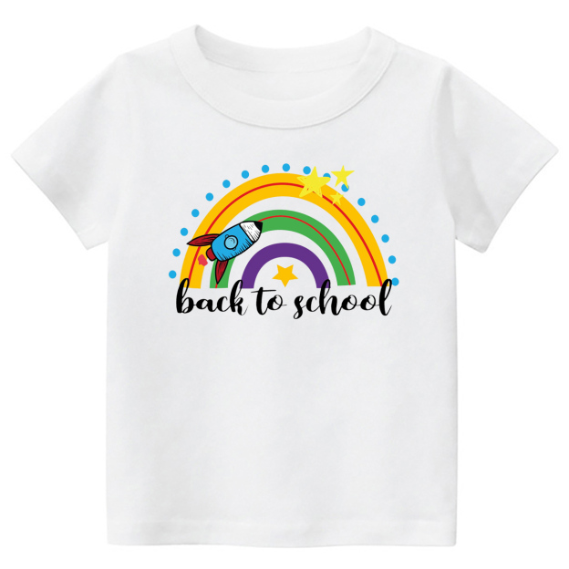 Rocket Rainbow Back To School Kids T-Shirt