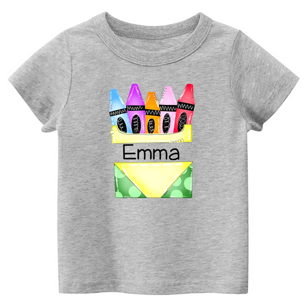 Back To School Kids Shirt-Personalized Crayon Name