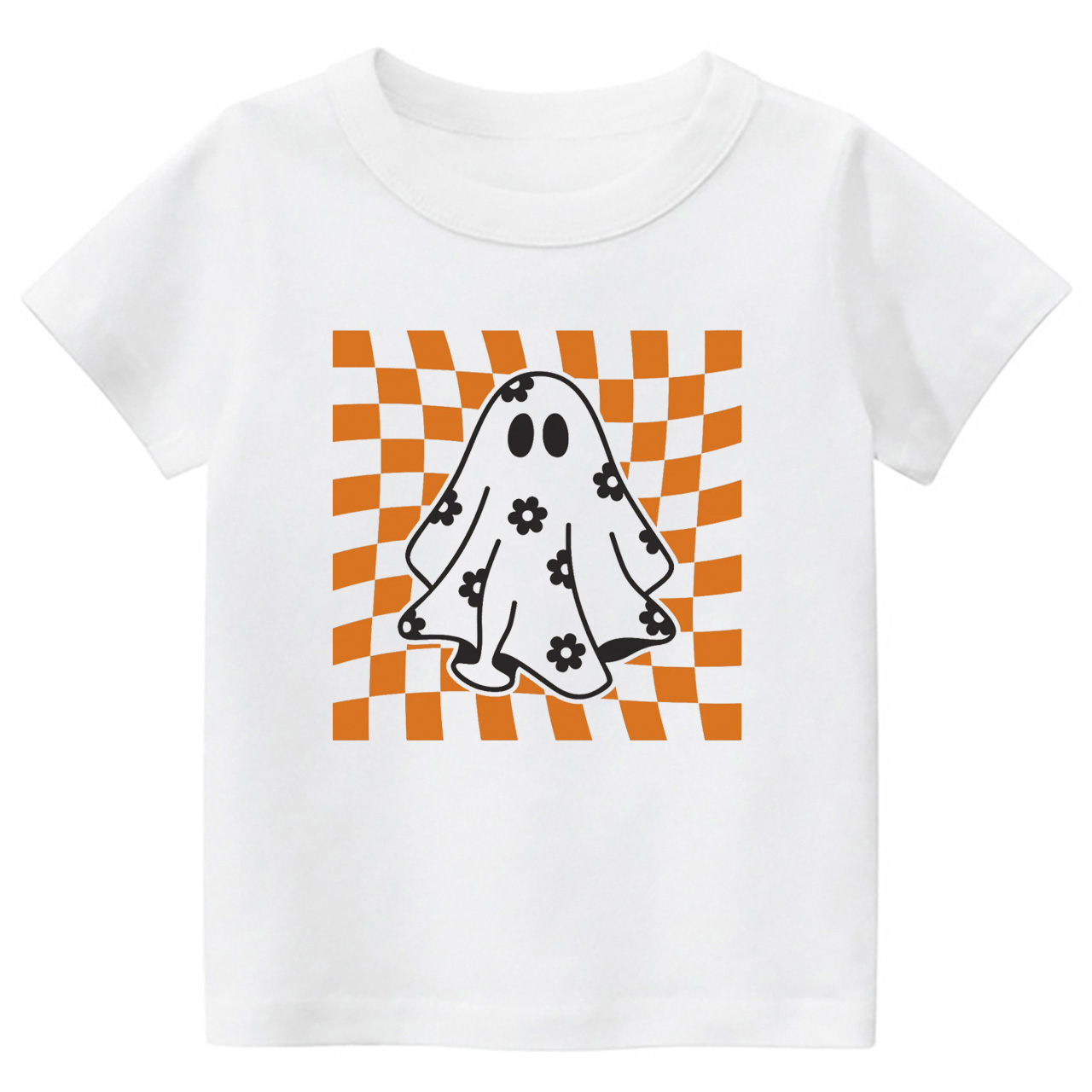 Checkered Floral Daisy Ghost Toddler Shirt