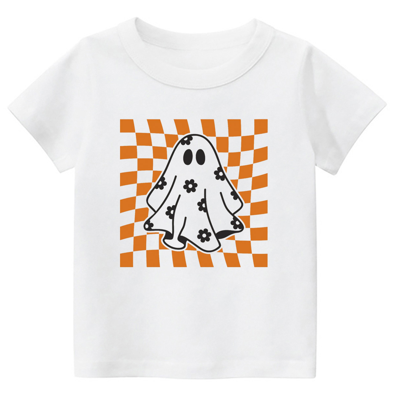 Checkered Floral Daisy Ghost Toddler Shirt