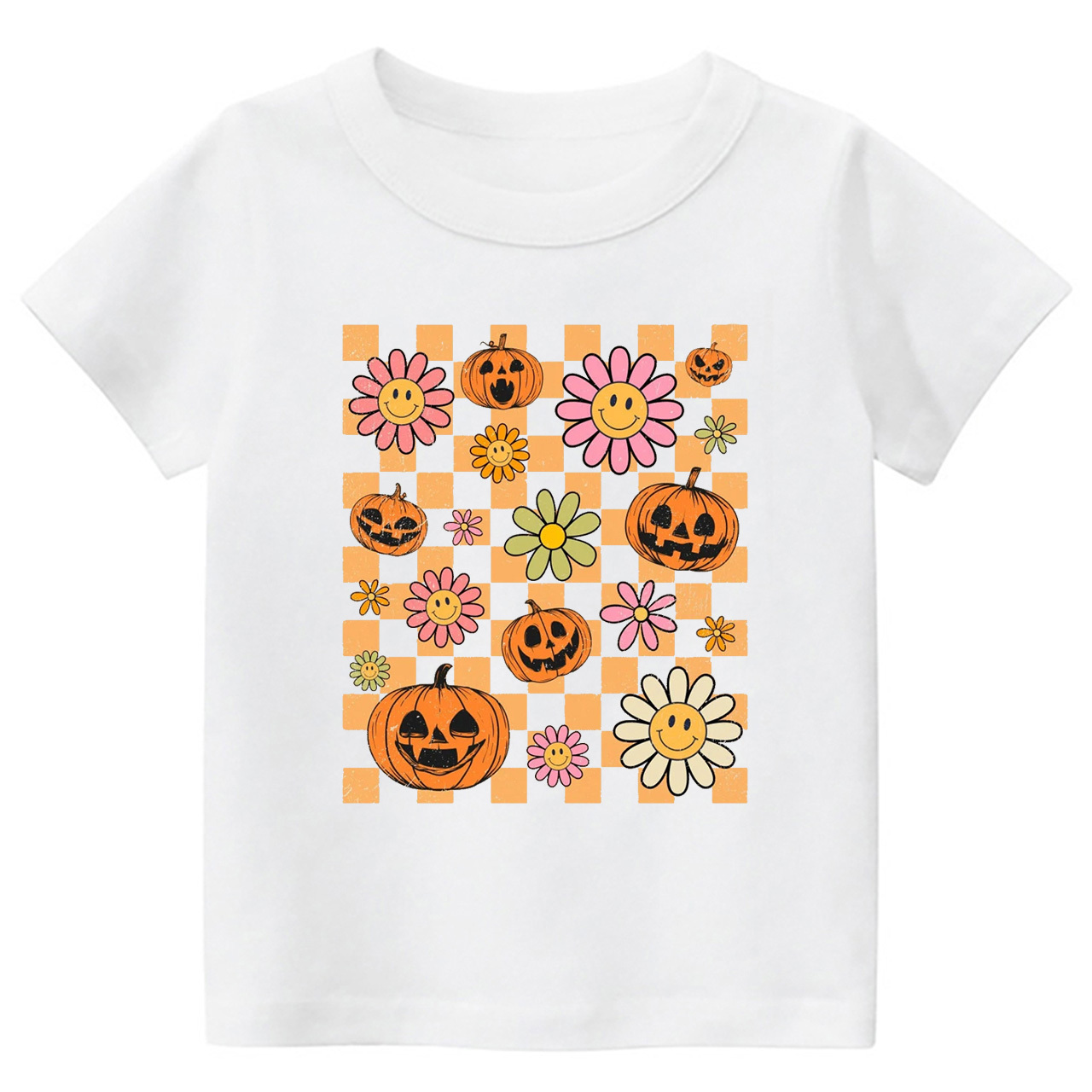 Retro Halloween Pumpkins Natural Kids Shirts
