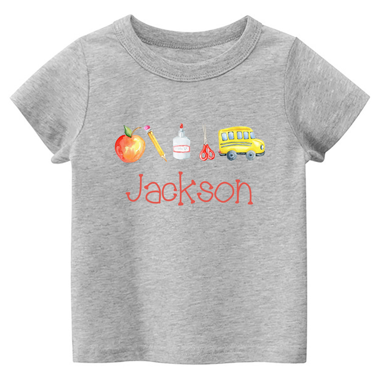 Personalized Back To School Kids Monogram Watercolor Shirt