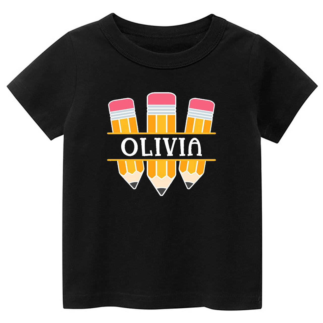 Personalized Name Three Pencil Back To School Kids Shirt