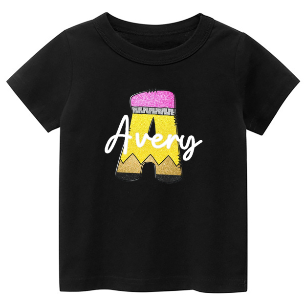 Monogram Pencil Back To School Kids Shirt