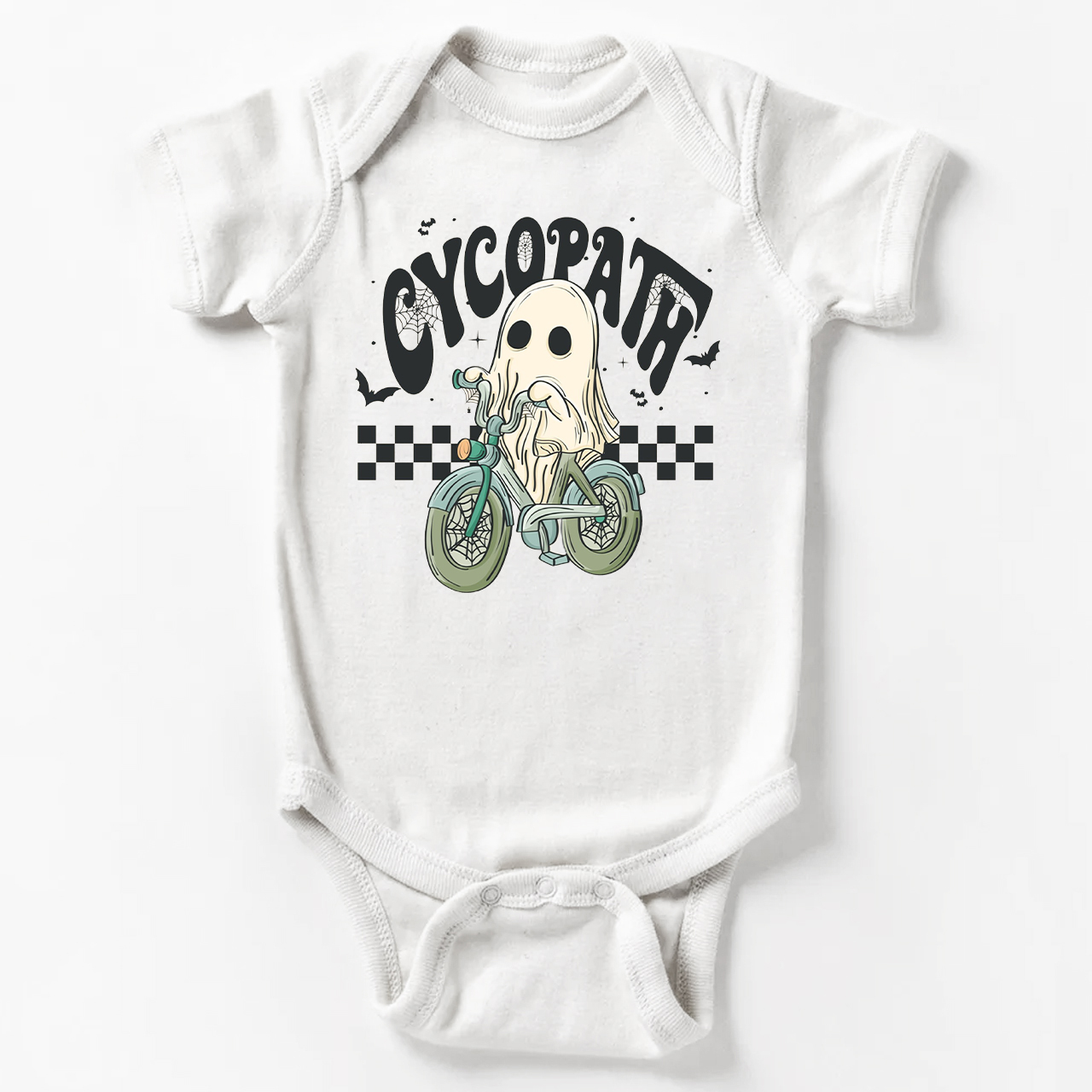 Funny Ghost On Bike Baby Halloween Bodysuit