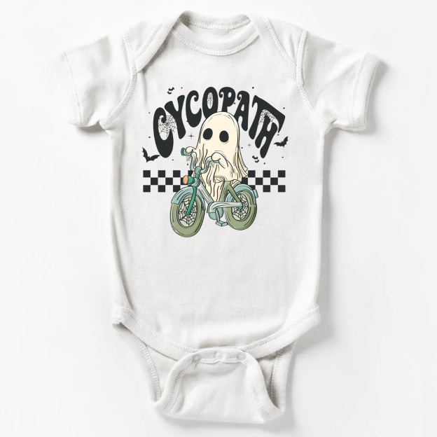 Funny Ghost On Bike Baby Halloween Bodysuit
