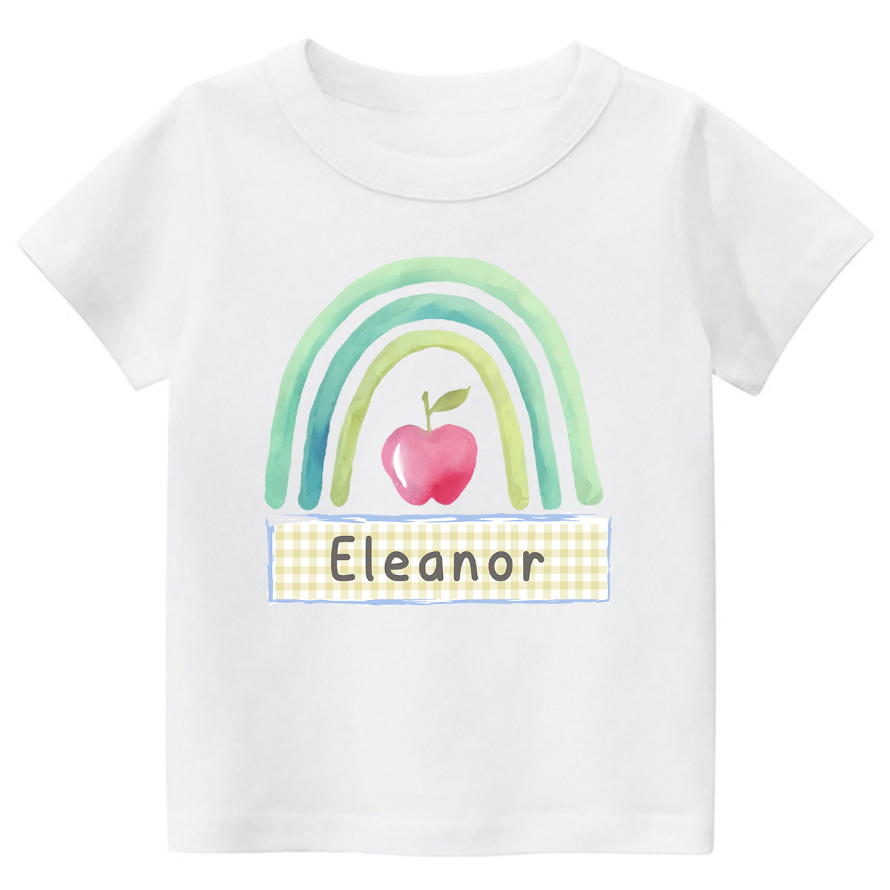 Personalized Apple Rainbow Name Monogram Kids Shirt