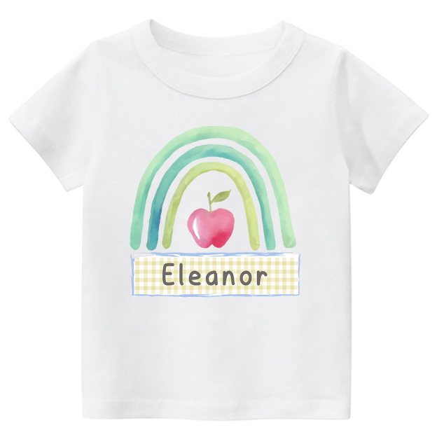 Personalized Apple Rainbow Name Monogram Kids Shirt