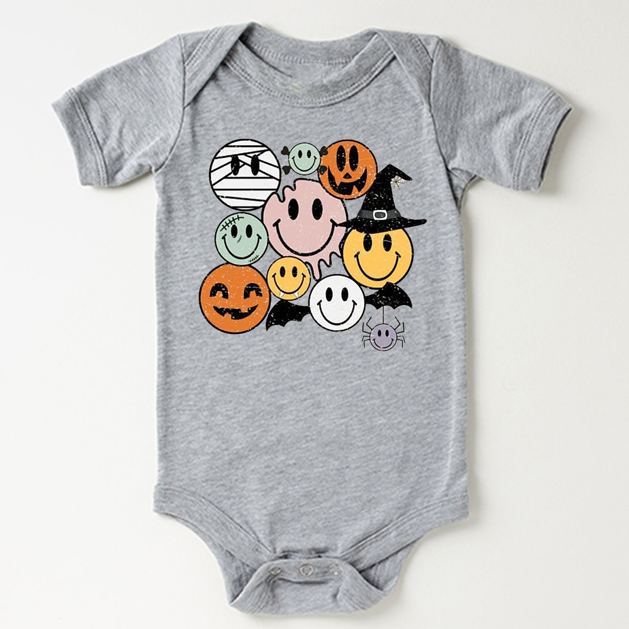  Retro Halloween Cute Ghost Natural Bodysuit For Baby