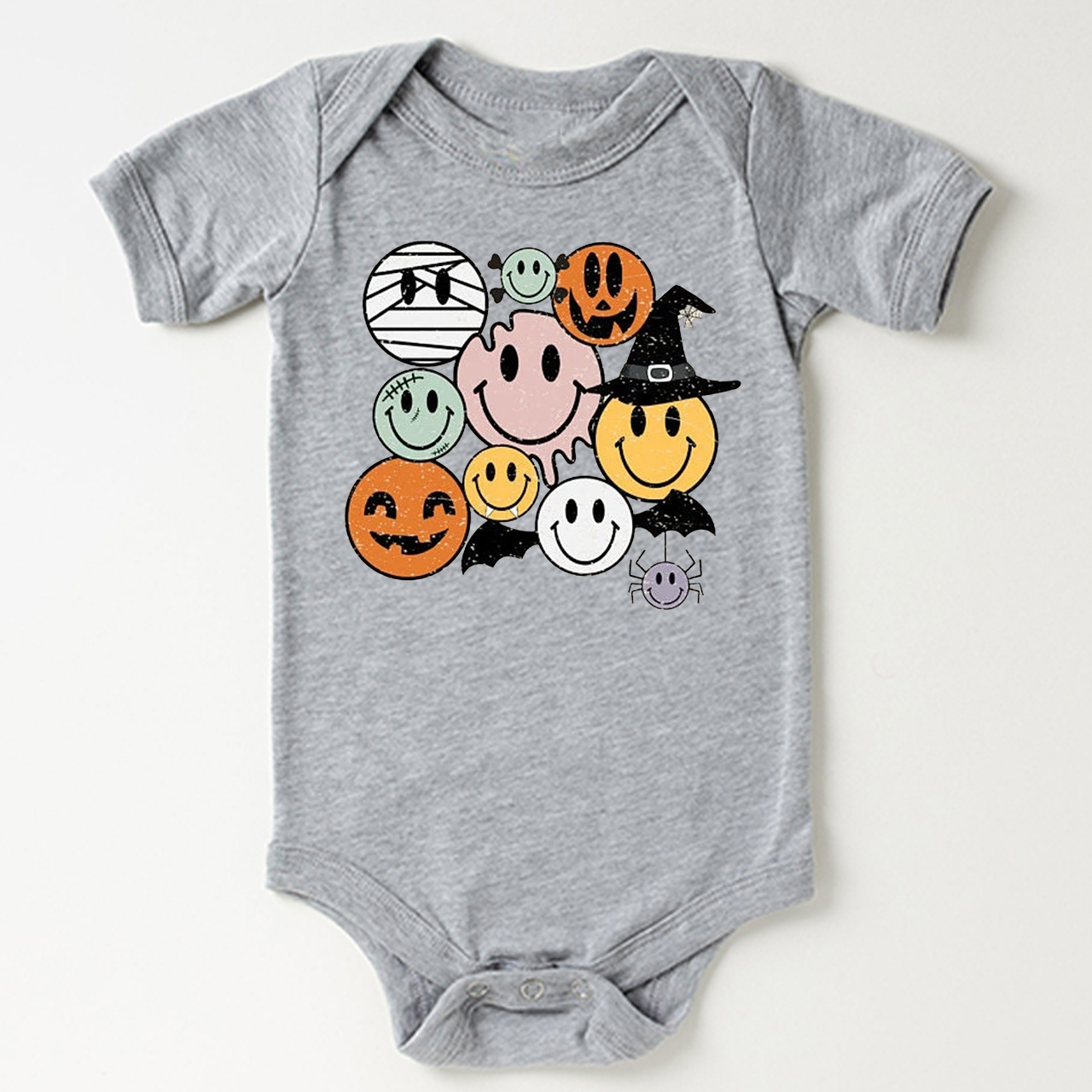 Retro Halloween Cute Ghost Natural Bodysuit For Baby