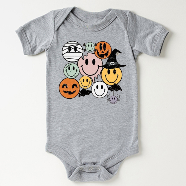  Retro Halloween Cute Ghost Natural Bodysuit For Baby