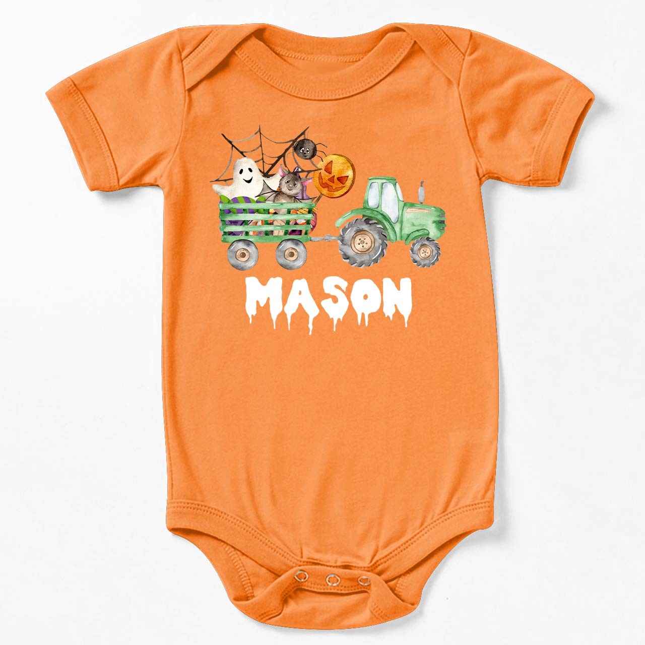Custom Green Tractor Halloween Bodysuit For Baby