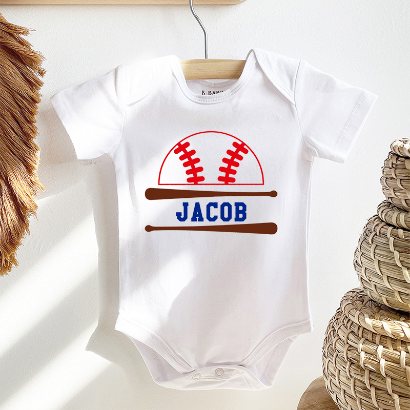 Personalized Baseball Bat Bodysuit For Baby