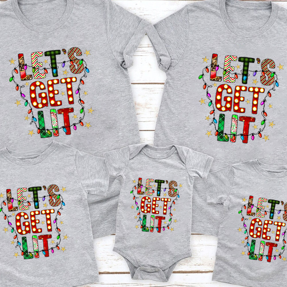 Let's Get Lit Christmas Family Matching Shirt