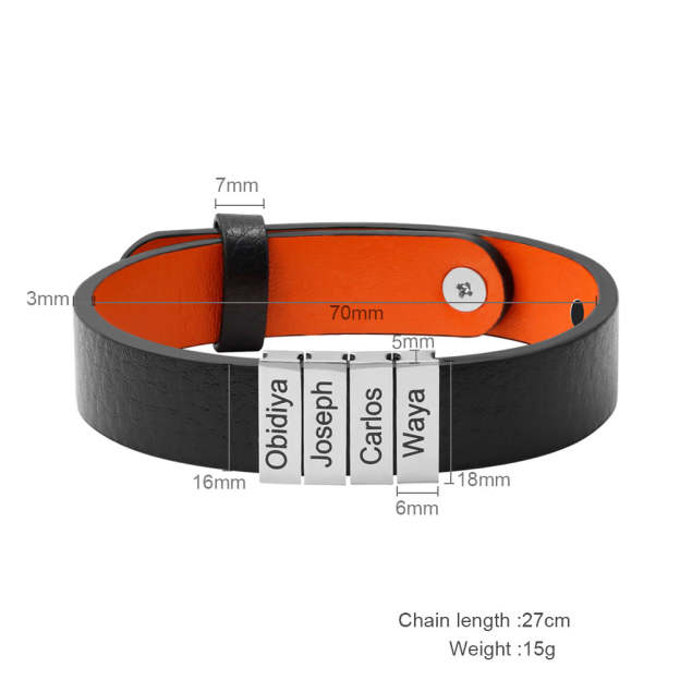 Personalized Daddy Leather Bracelet