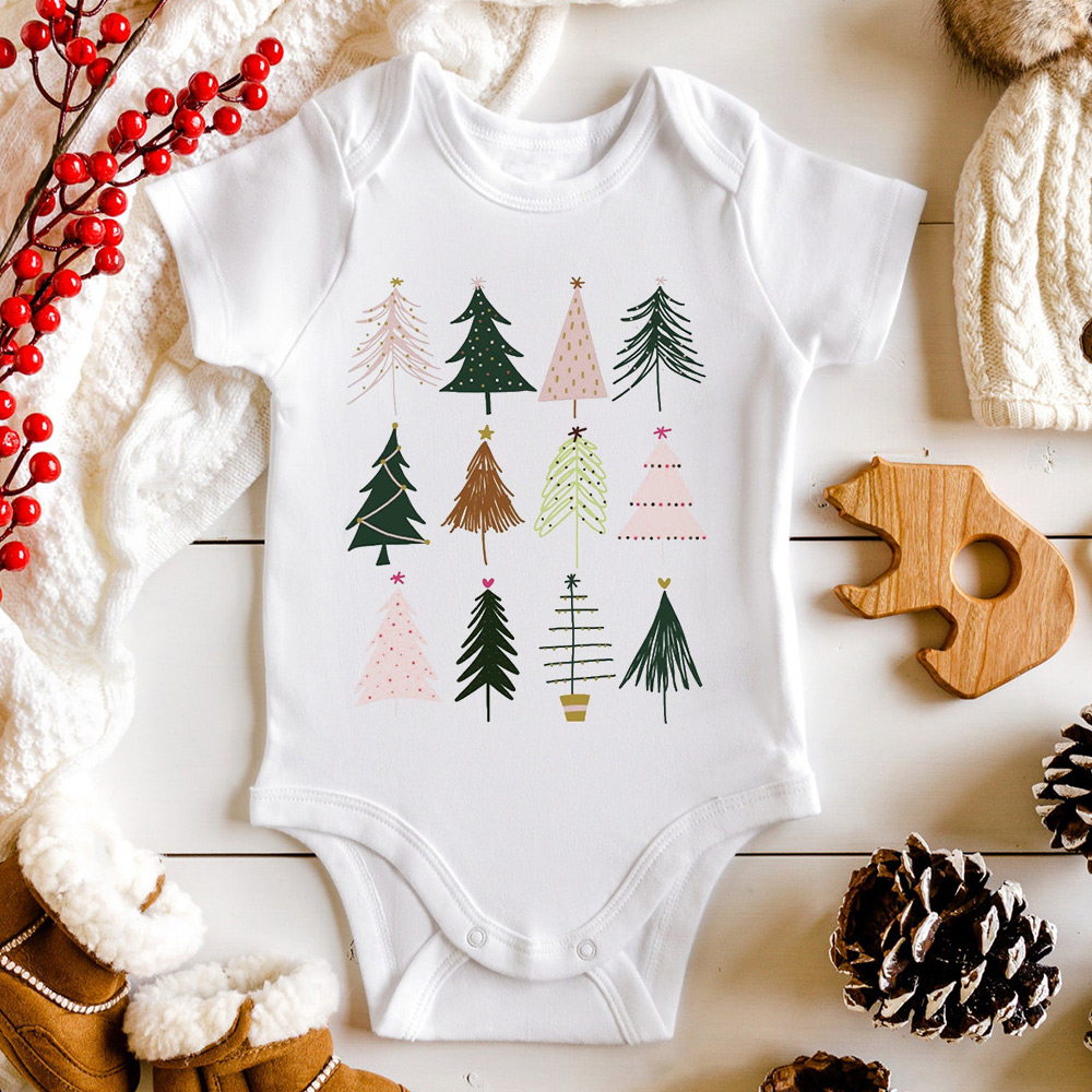 Christmas Tree Print Baby Bodysuit