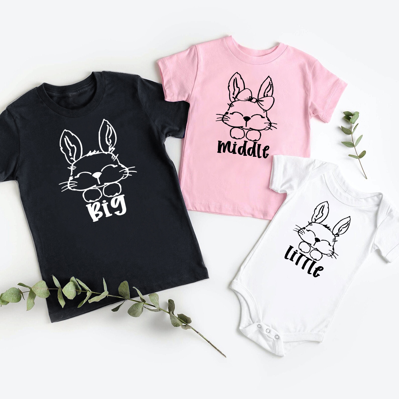 Bunny Personalized Siblings Family Matching Shirt
