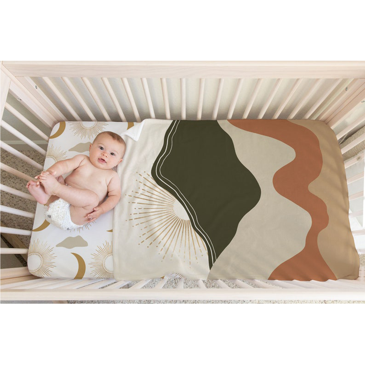 Boho Earth Tone Neutral Baby Flannel Blanket