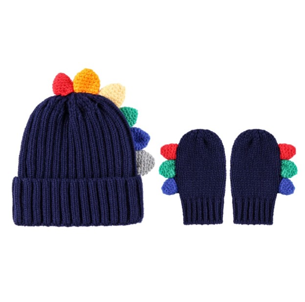 Cute Cartoon Dinosaur Woolen Hat Gloves Set