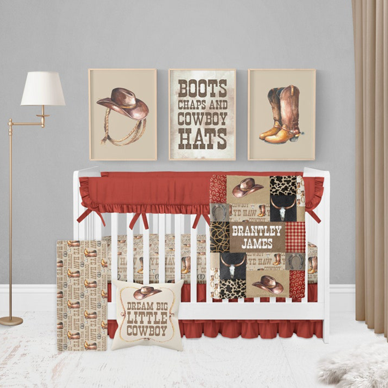 Personalized Western Cowboy Baby Boy Flannel Blanket