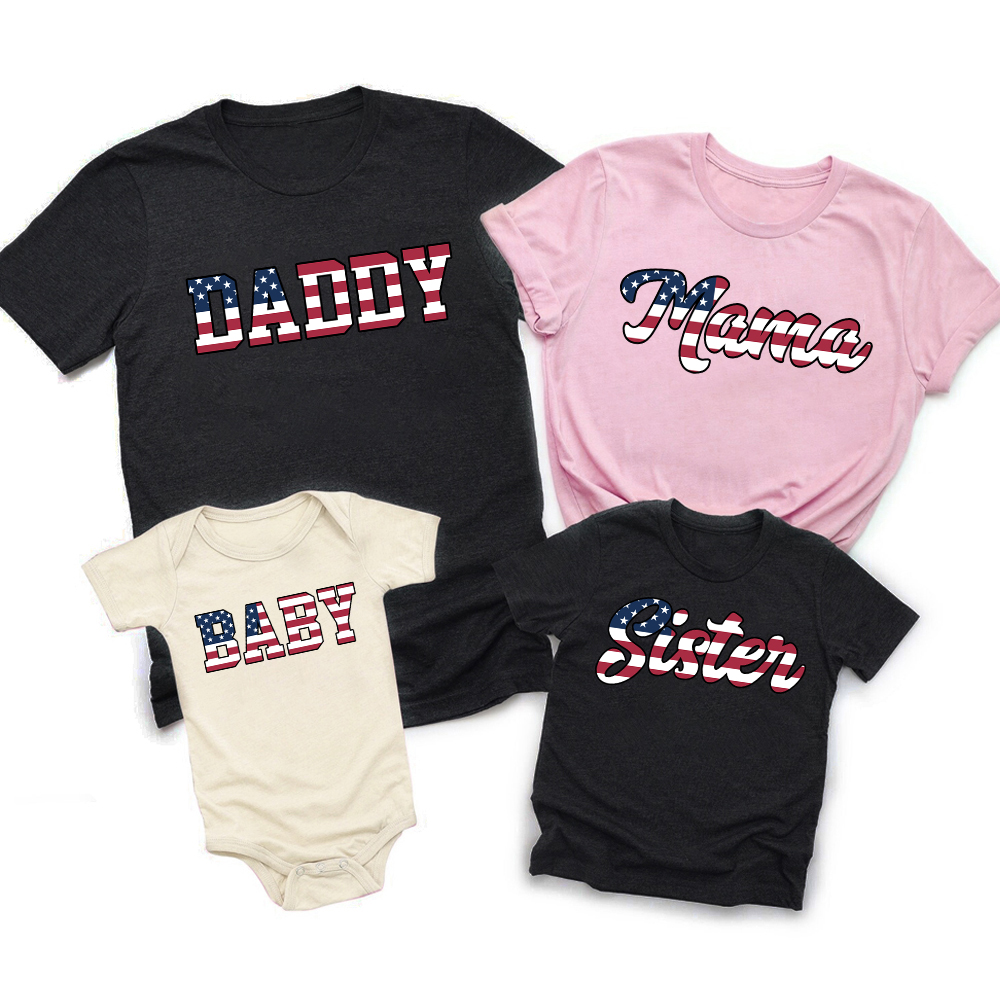 Patriotic American National Flag Family Shirts